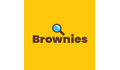 Brownies written in brown font on yellow background