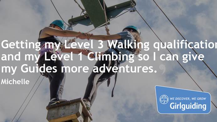 "Getting my Level 3 walking qualification and my Level 1 climbing so I can give my Guides more adventures" - Michelle